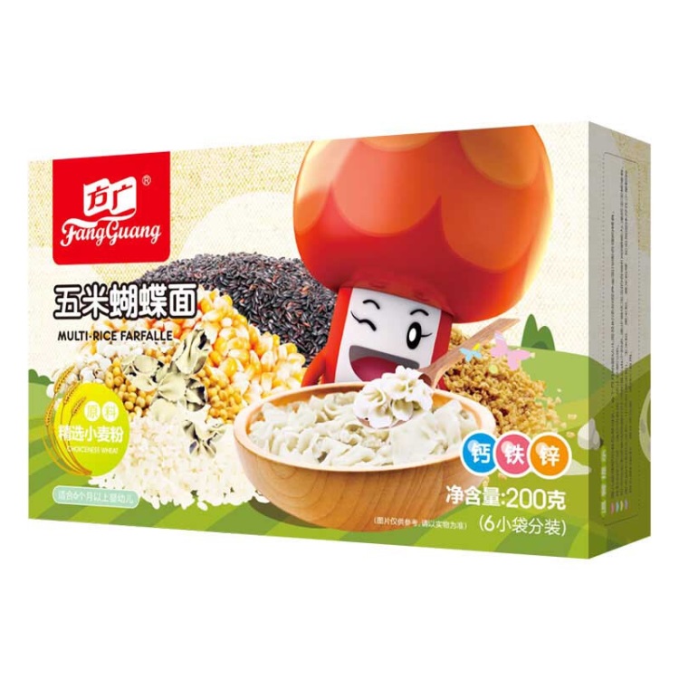 方广 无盐五米蝴蝶面200g*6盒 混合装