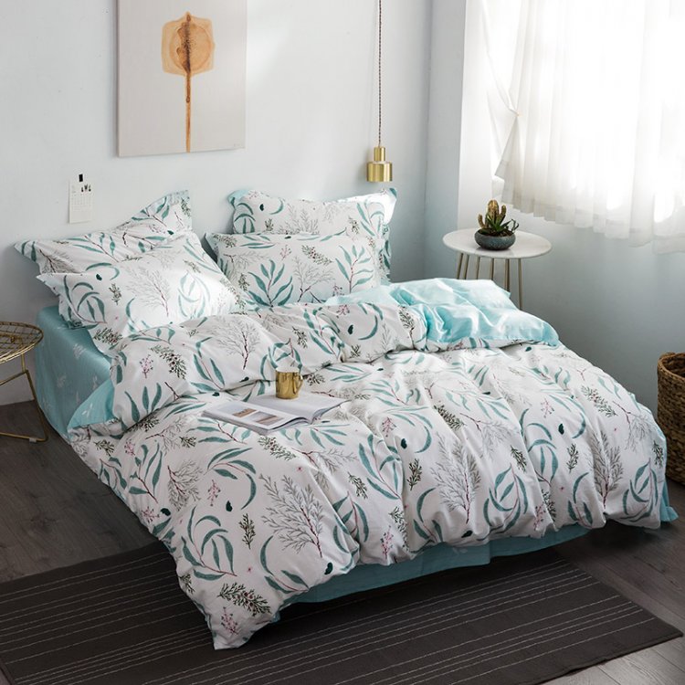 花雨伞 全棉印花四件套-叶影轻语