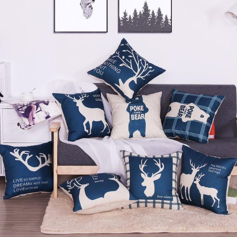 佳佰 卡通亚麻风格抱枕45*45cm